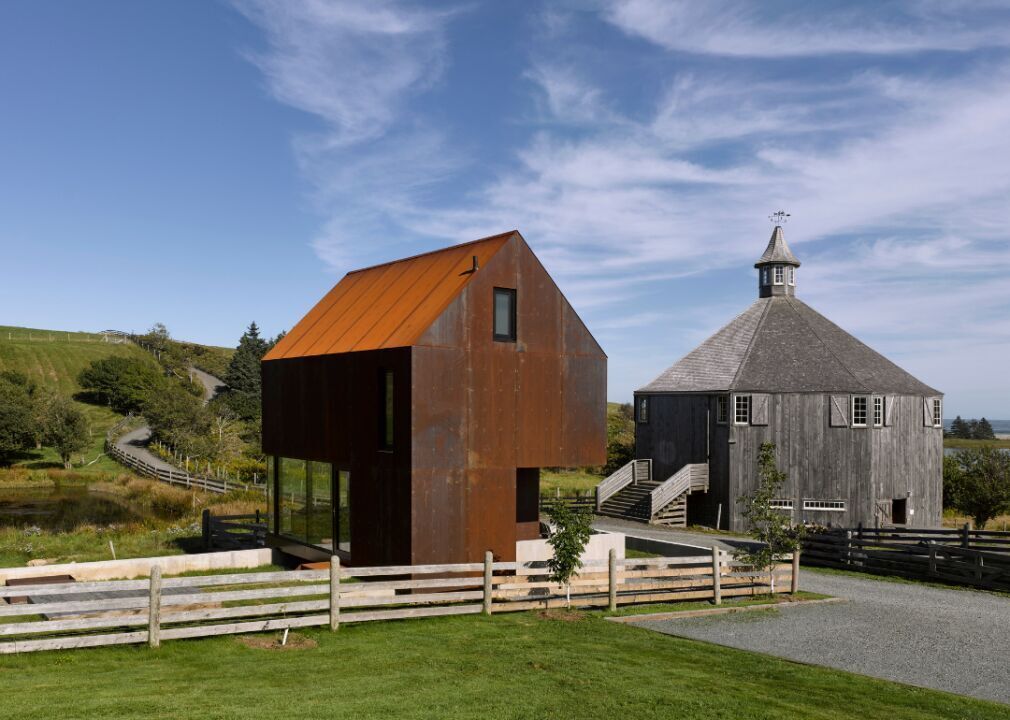 Corten steel and concrete fins